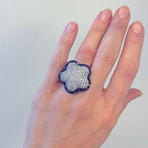 Sterling Silver Pavé Flower Ring 💍